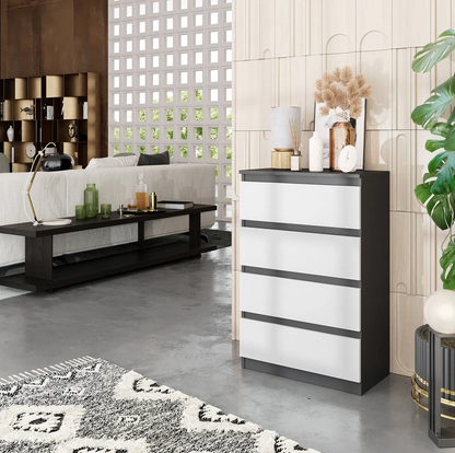 GABRIEL - Cassettiera a 4 cassetti - Credenza per camera da letto - Antracite / Bianco opaco