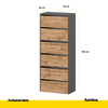 JACK - Scarpiera legno - Portaoggetti a 6 ripiani - Antracite / Rovere Wotan A150cm L60cm P36cm