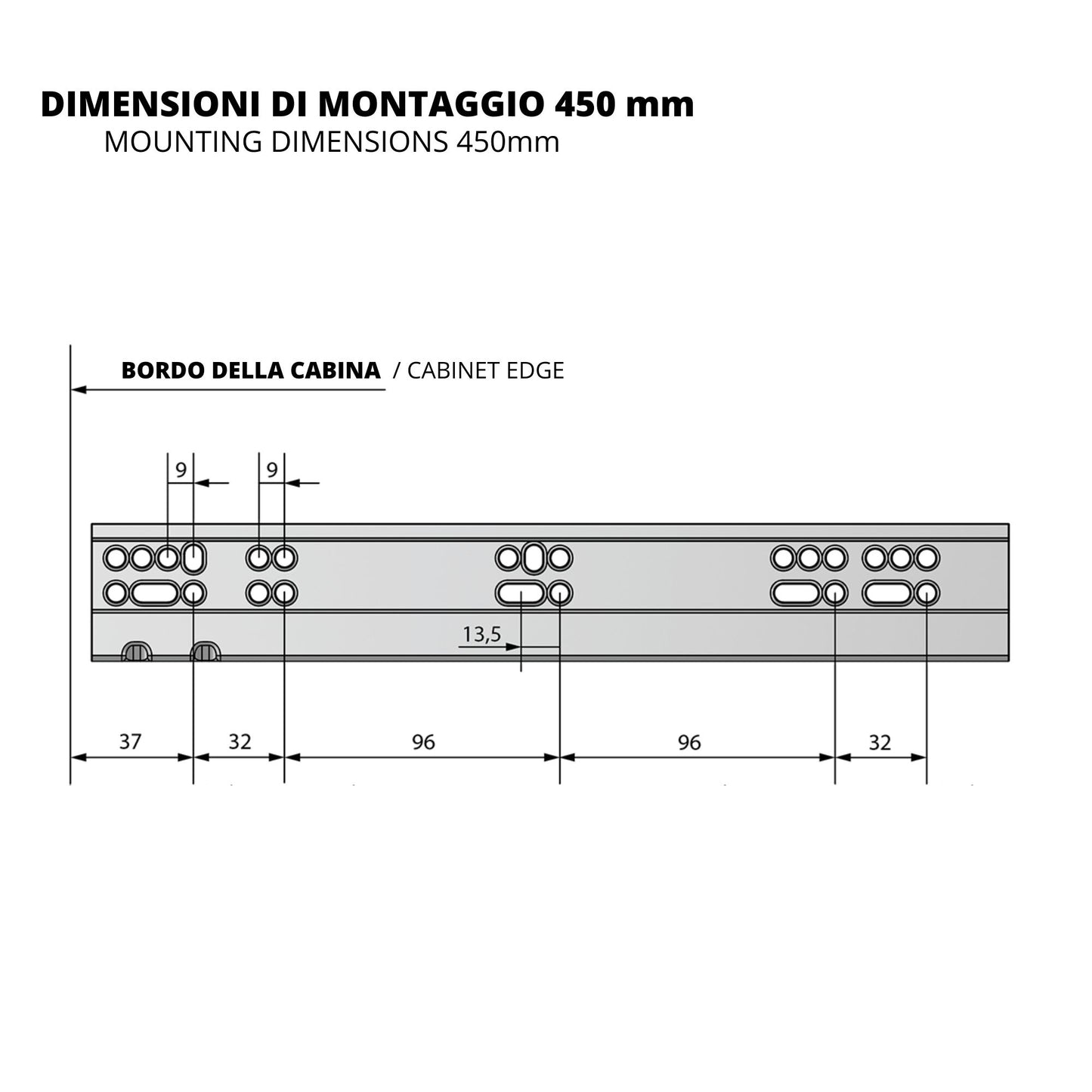 Sistemi per cassetti ammortizzate estrazione totale (sinistra e destra) 450mm