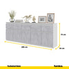 NOAH - Cassettiera a 5 cassetti e 5 ante - Credenza per camera da letto - Bianco Opaco / Calcestruzzo H75cm L200cm P35cm