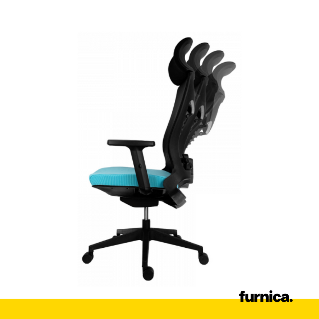 FILIPPO II - Sedia da ufficio rivestita in microrete di alta qualità - Nero/Blu H129cm L68cm