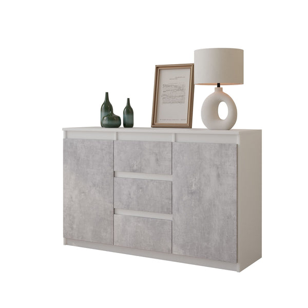 Cassettiera 3 Cassetti Pino V2 - Credenza Moderna Antracite/cemento 56x86.5x36cm - Foto 8