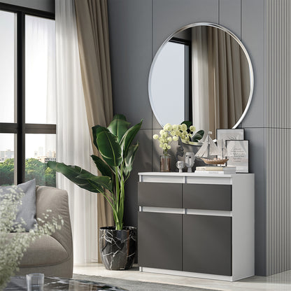 NOAH - Cassettiera con 2 cassetti e 2 ante - Credenza per camera da letto - Bianco Opaco / Antracite