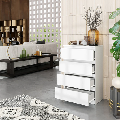 GABRIEL - Comò a 4 cassetti - Credenza per camera da letto - Bianco opaco