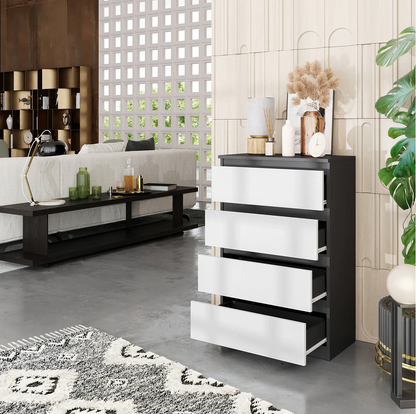GABRIEL - Cassettiera a 4 cassetti - Credenza per camera da letto - Antracite / Bianco opaco