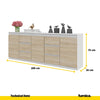 MIKEL - Cassettiera a 6 cassetti e 3 ante - Credenza per camera da letto - Bianco Opaco / Rovere Sonoma H75cm L200cm P35cm