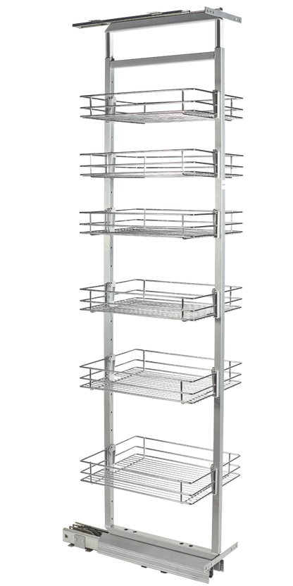 Cestello estraibile per colonna cucina 30cm con Soft-Close - 6 ripiani - Cromo