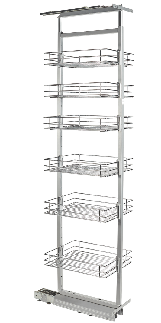 Cestello estraibile per colonna cucina 30cm con Soft-Close - 6 ripiani - Cromo