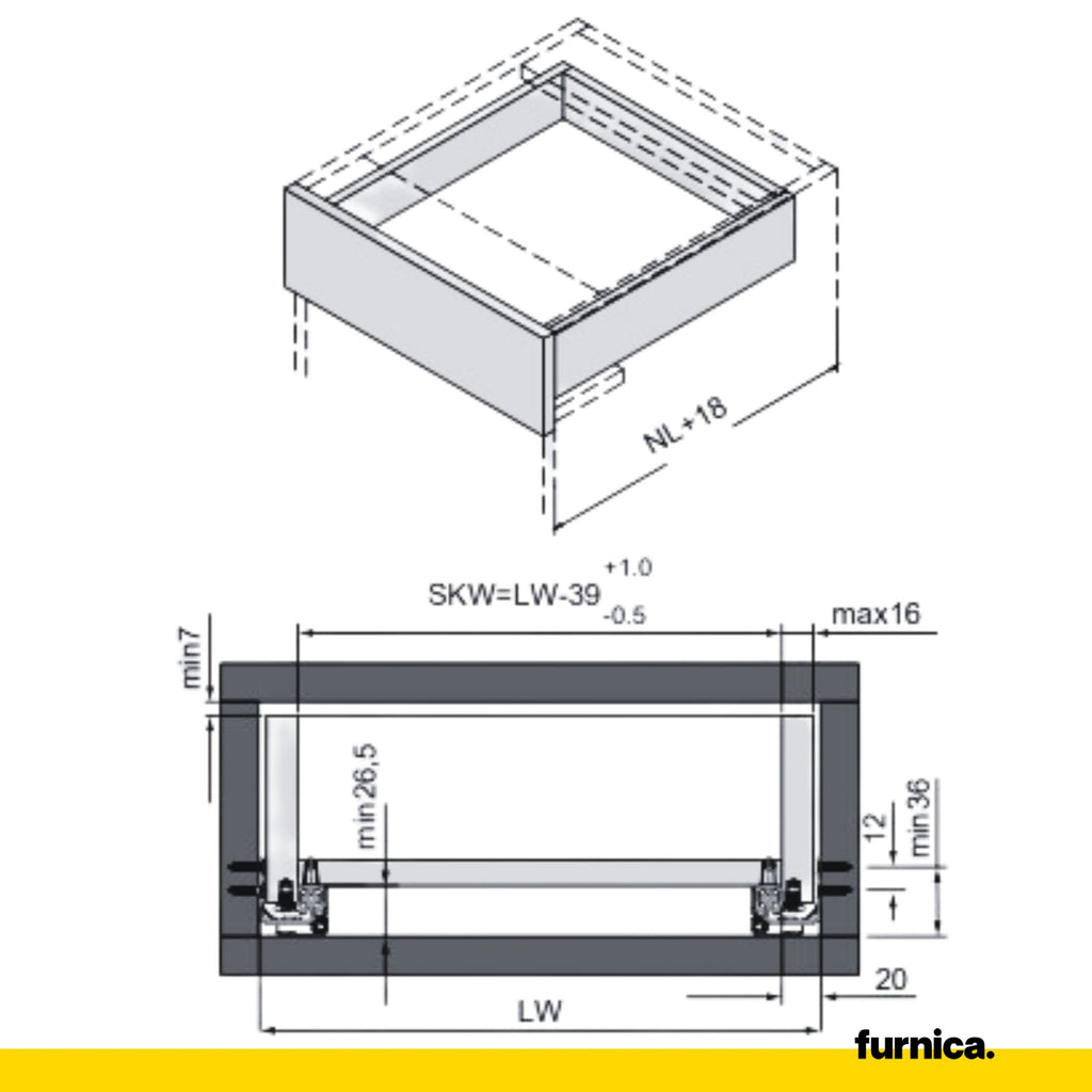 Sistemi per cassetti ammortizzate (sinistra e destra) 450mm