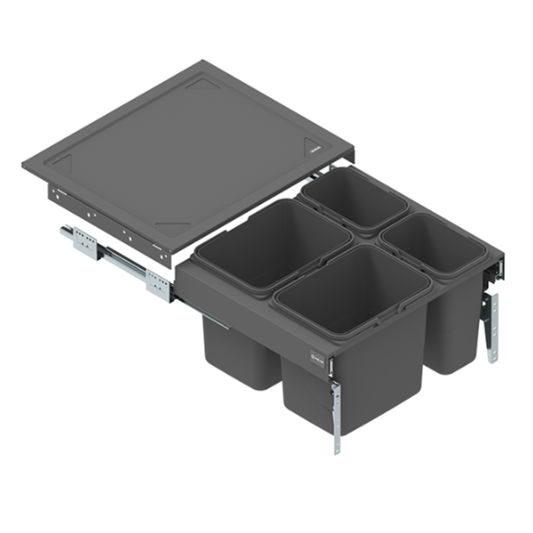 Pattumiera differenziata sottolavello 4 secchi (2x15L + 2x7L) o (2x20L + 2x9L) - Soft Close - 60cm per cucina
