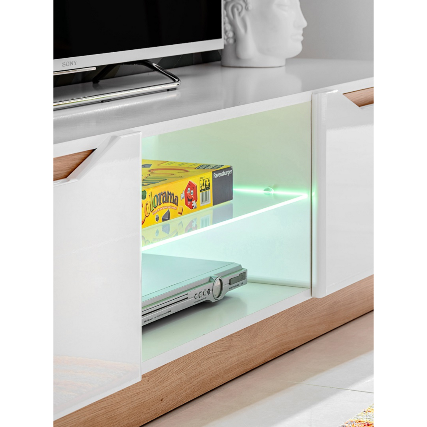Parete attrezzata FAME - Set di mobili per il soggiorno - Rovere artigianale / Bianco lucido