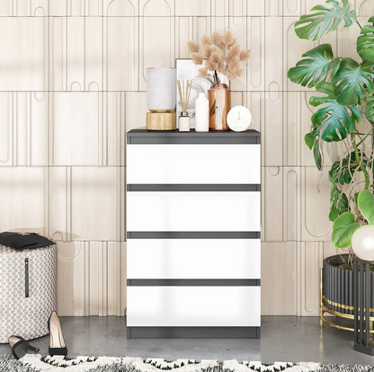 GABRIEL - Cassettiera a 4 cassetti - Credenza per camera da letto - Antracite / Bianco opaco