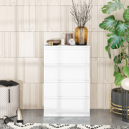 GABRIEL - Comò a 4 cassetti - Credenza per camera da letto - Bianco opaco