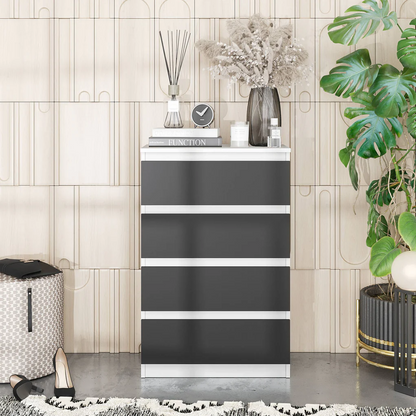 GABRIEL - Cassettiera a 4 cassetti - Credenza per camera da letto - Bianco opaco / Antracite