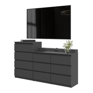 GABRIEL - Cassettiera a 10 cassetti (6+4) - Credenza per camera da letto - Antracite