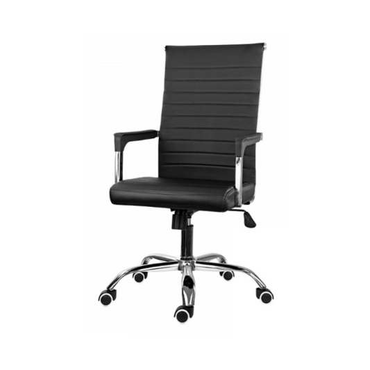 NICOLA - Sedia da ufficio rivestita in ecopelle di alta qualità - Nero H115cm L64cm