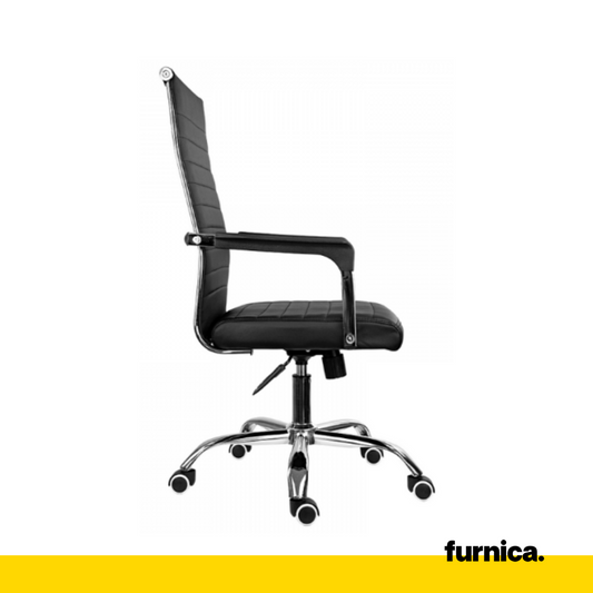 NICOLA - Sedia da ufficio rivestita in ecopelle di alta qualità - Nero H115cm L64cm
