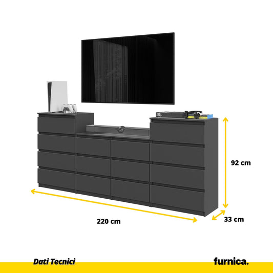 GABRIEL - Cassettiera a 14 cassetti (4+6+4) - Credenza per camera da letto - Antracite
