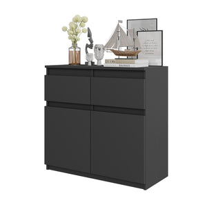 NOAH - Cassettiera con 2 cassetti e 2 ante - Credenza per camera da letto - Antracite