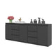 MIKEL - Cassettiera con 6 cassetti e 3 ante - Credenza per camera da letto - Antracite H75cm L200cm P35cm