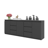 MIKEL - Cassettiera con 6 cassetti e 3 ante - Credenza per camera da letto - Antracite H75cm L200cm P35cm