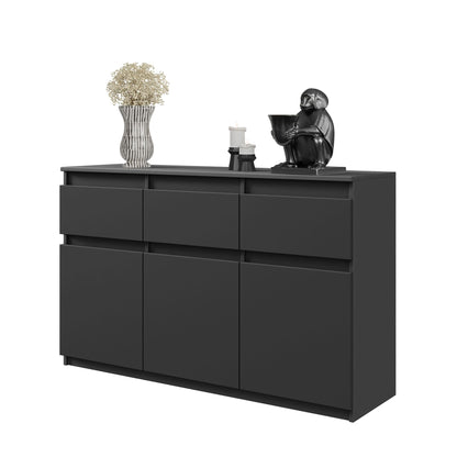 NOAH - Cassettiera a 3 cassetti e 3 ante - Credenza per camera da letto - Antracite