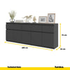 NOAH - Cassettiera a 5 cassetti e 5 ante - Credenza per camera da letto - Antracite H75cm L200cm P35cm