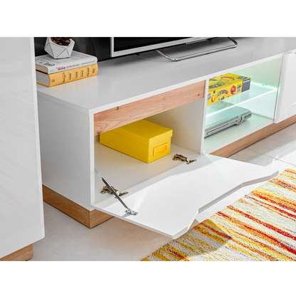 Parete attrezzata FAME - Set di mobili per il soggiorno - Rovere artigianale / Bianco lucido