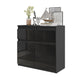 NOAH - Cassettiera con 2 cassetti e 2 ante - Credenza per camera da letto - Antracite / Nero Lucido