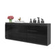 MIKEL - Cassettiera a 6 cassetti e 3 ante - Credenza per camera da letto - Antracite / Nero Lucido H75cm L200cm P35cm