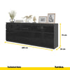 NOAH - Cassettiera a 5 cassetti e 5 ante - Credenza per camera da letto - Antracite / Nero Lucido H75cm L200cm P35cm