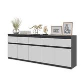 NOAH - Cassettiera a 5 cassetti e 5 ante - Credenza per camera da letto - Antracite / Bianco Opaco H75cm L200cm P35cm