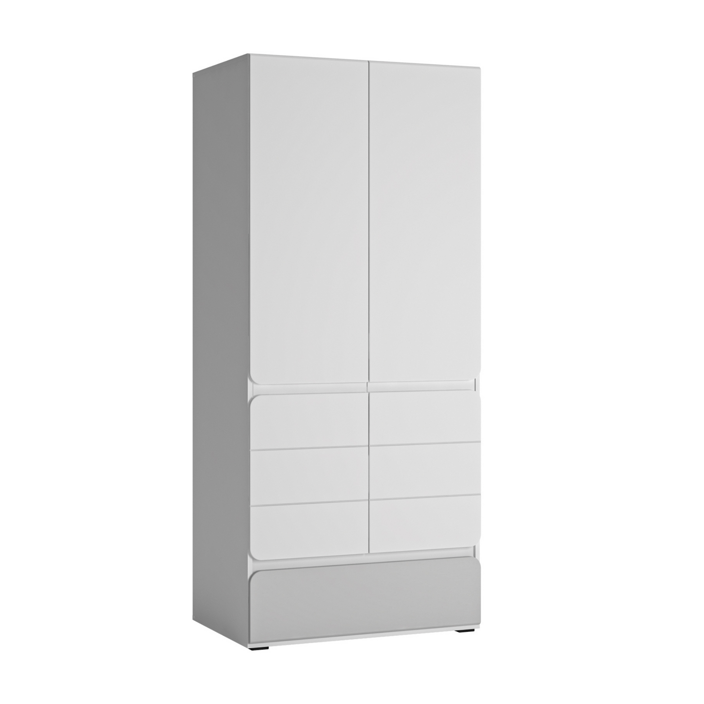 ALBI III - Set di mobili per camera da letto per ragazzi - Bianco opaco / Grigio freddo lucido