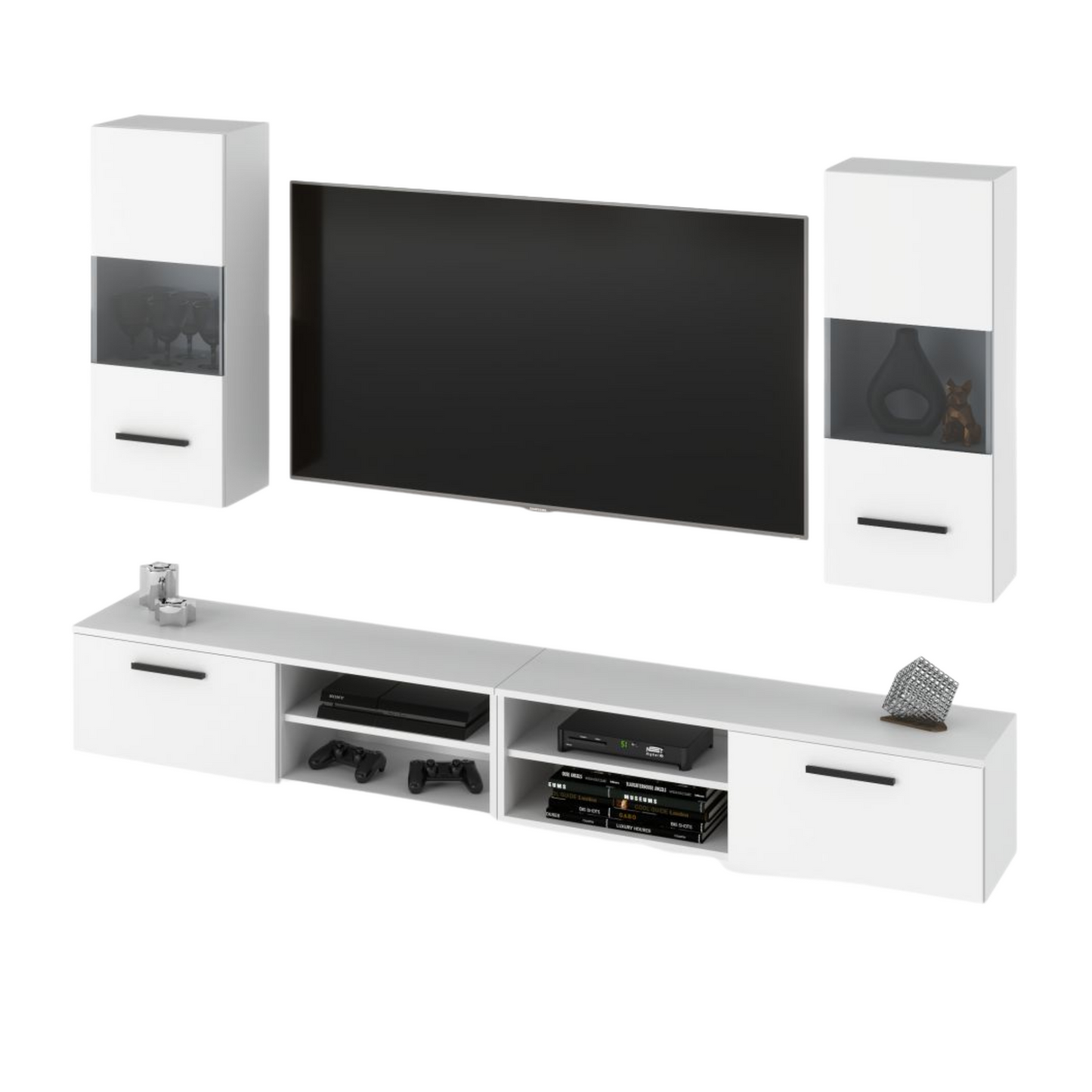 MIRANDA - Set di mobili TV sospesi - 4 armadi - Bianco Opaco