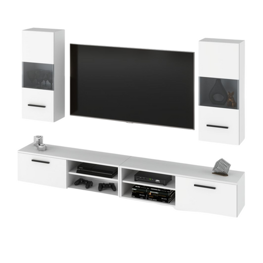 MIRANDA - Set di mobili TV sospesi - 4 armadi - Bianco Opaco