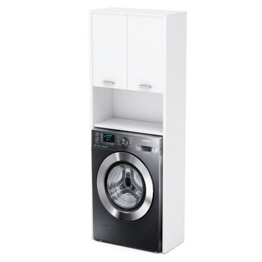 EMMA - Mobile da bagno con ante e ripiani - Bianco opaco H165cm L64cm P30cm