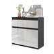 NOAH - Cassettiera con 2 cassetti e 2 ante - Credenza per camera da letto - Antracite / Bianco Lucido