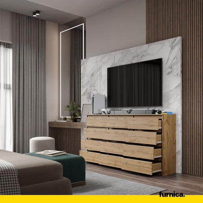 GABRIEL - Cassettiera a 12 cassetti (8+4) - Credenza per camera da letto - Rovere Wotan