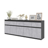 NOAH - Cassettiera a 5 cassetti e 5 ante - Credenza per camera da letto - Antracite / Calcestruzzo H75cm L200cm P35cm