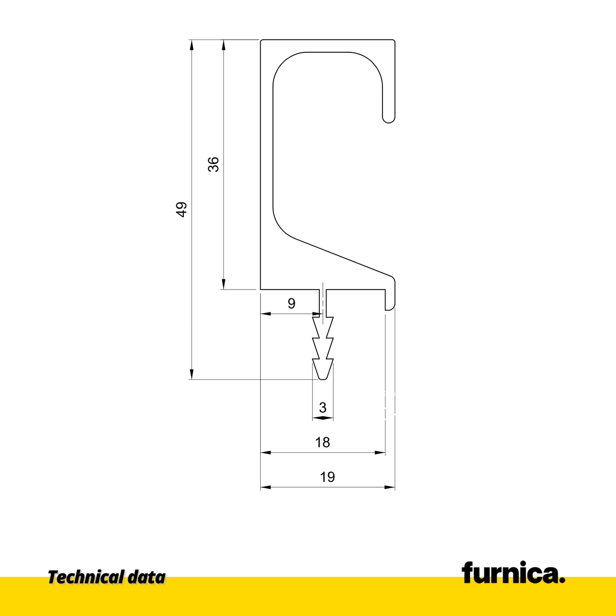 Profilo da incasso T18 / 350 cm - Cromo anodizzato