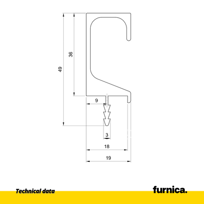 Profilo da incasso T18 / 350 cm - Cromo anodizzato