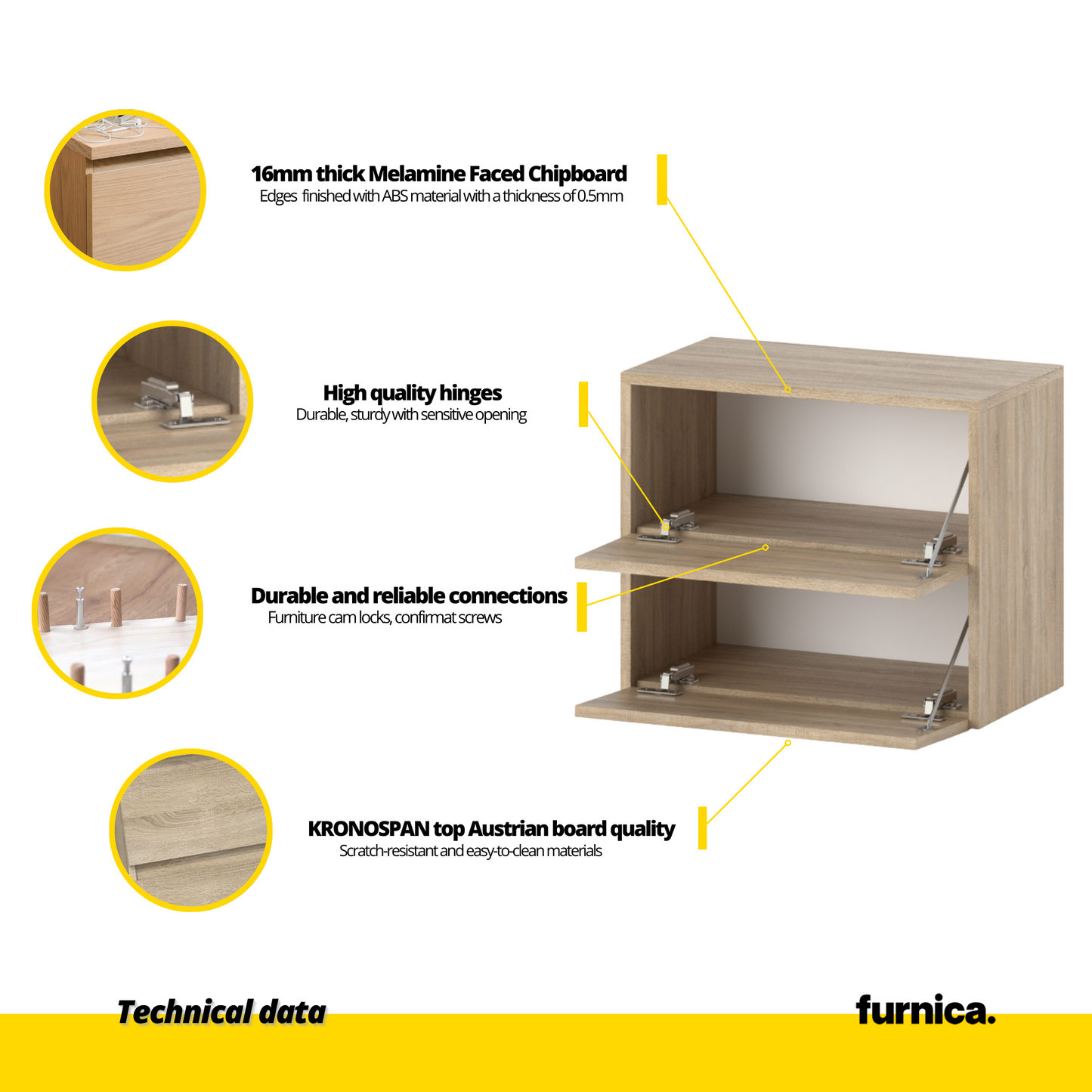 JACK - Scarpiera legno - Portaoggetti a 2 ripiani - Rovere Sonoma A50cm L60cm P36cm