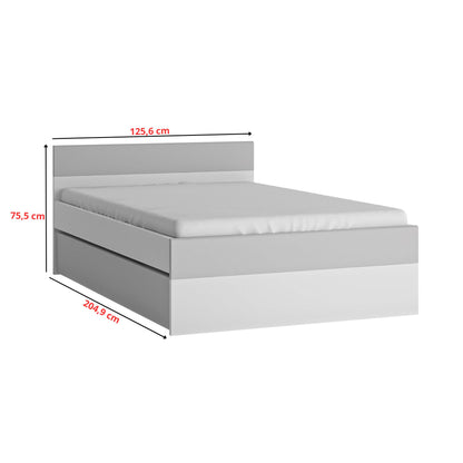 ALBI III - Set di mobili per camera da letto per ragazzi - Bianco opaco / Grigio freddo lucido