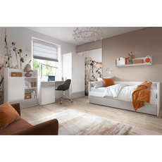 ALBI - Set di mobili per camera da letto per ragazzi - Bianco opaco / Grigio freddo lucido