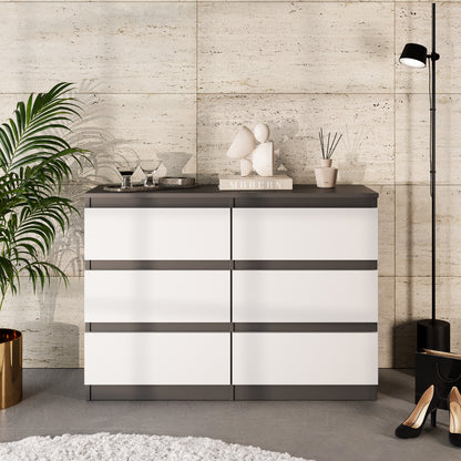 GABRIEL - Cassettiera a 6 cassetti - Credenza per camera da letto - Antracite / Bianco opaco