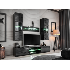 Parete attrezzata BLADE MINI - Set di mobili da soggiorno - Nero opaco / Sahara 3D