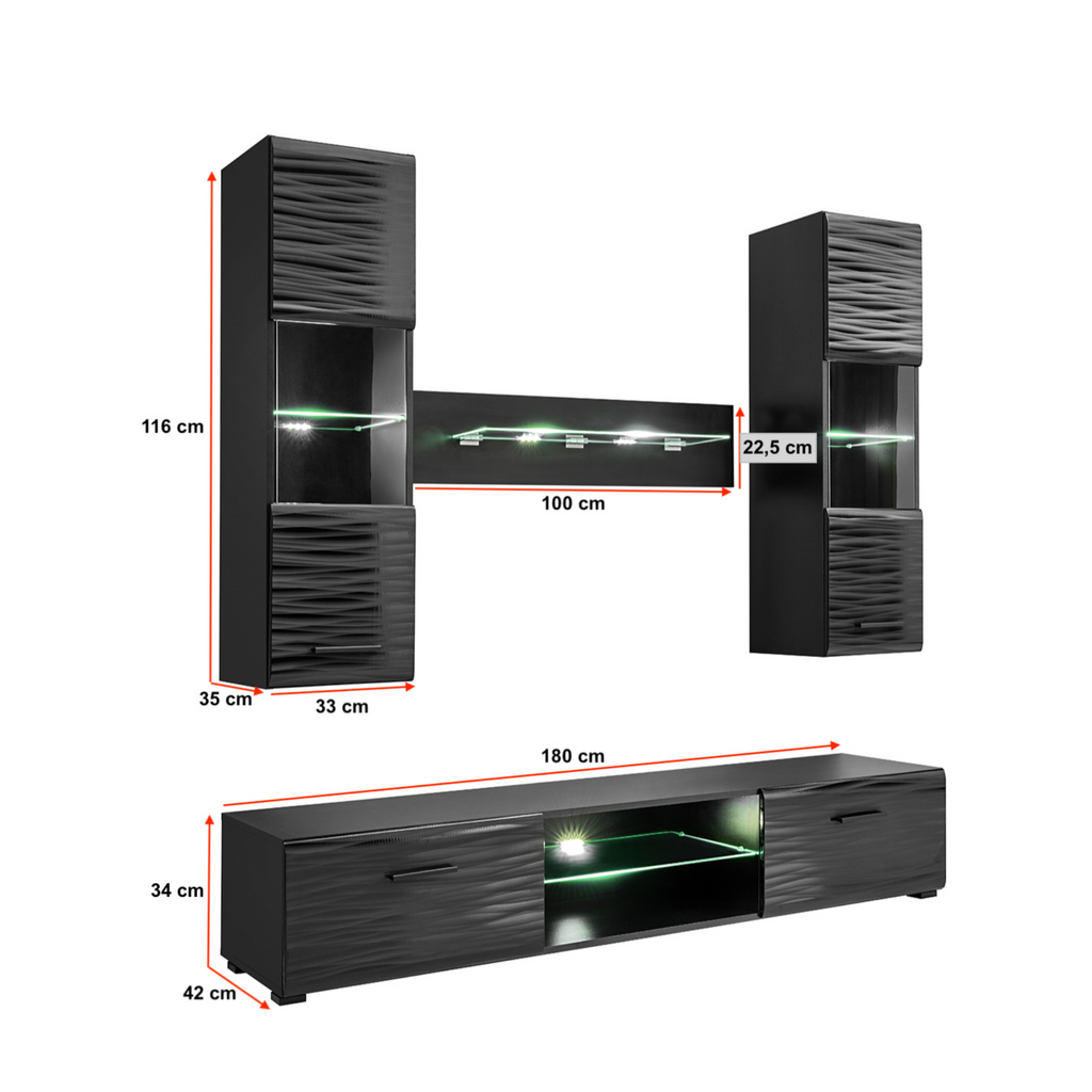 Parete attrezzata BLADE MINI - Set di mobili da soggiorno - Nero opaco / Sahara 3D