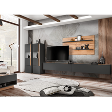 CARLO II - Set di mobili per il soggiorno - Grigio antracite / Rovere Wotan