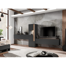 CARLO IV - Set di mobili per soggiorno - Grigio antracite / Rovere Wotan