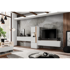 CARLO IV - Set di mobili per il soggiorno - Bianco opaco / Rovere Wotan